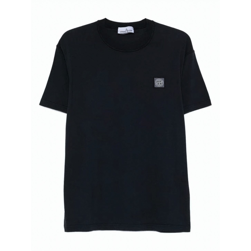 STONE ISLAND Crew Neck T-Shirt in Solid Black